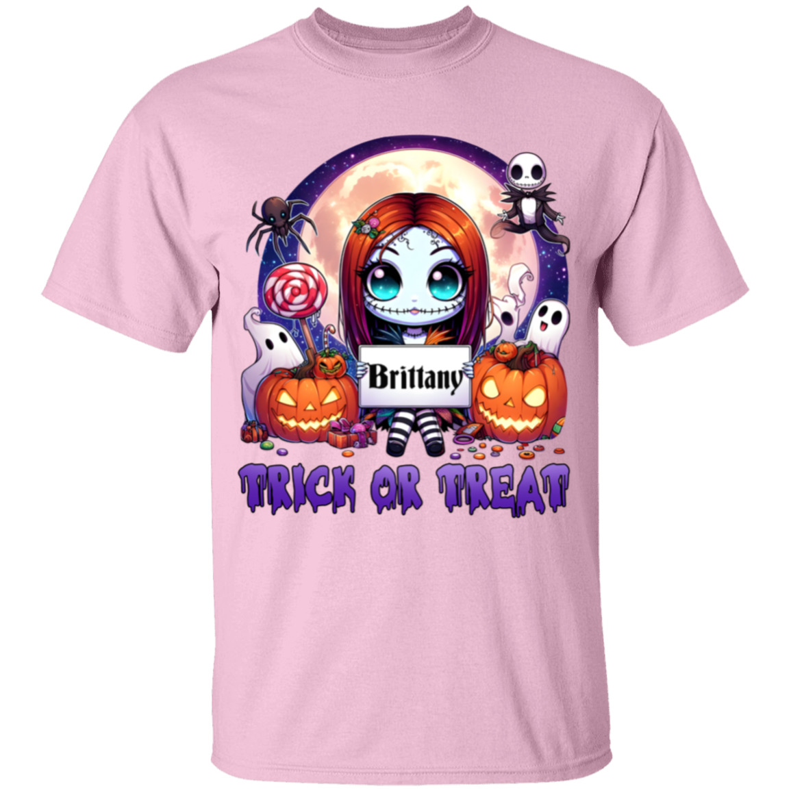 Personalized Halloween Cartoon "Trick or Treat" Youth T-Shirt