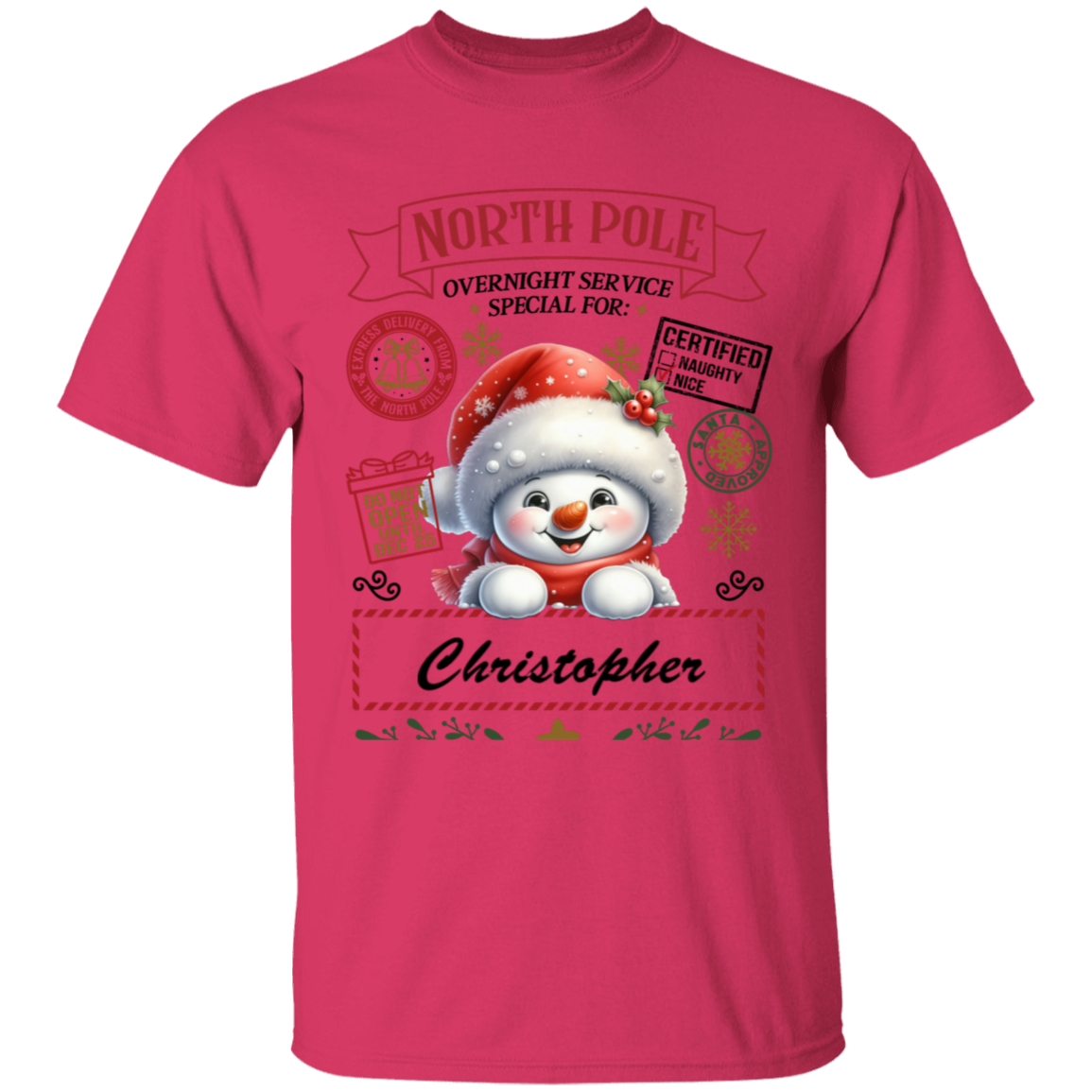 Personalized" North Pole Overnight Service" Youth and Infant T-Shirt