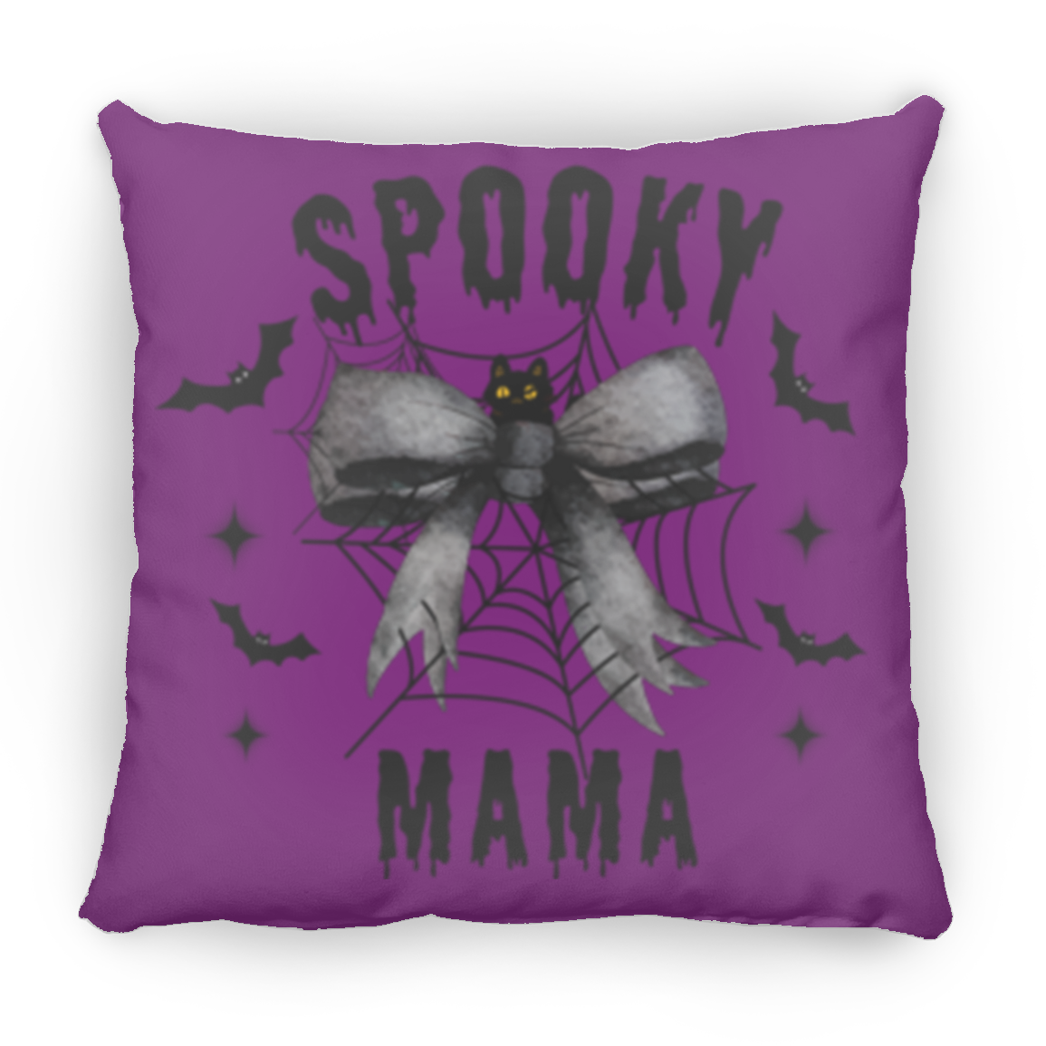 Halloween Decor, Spooky Mama Throw Pillows |Purple Bow| Grey Bow Large Throw Pillow