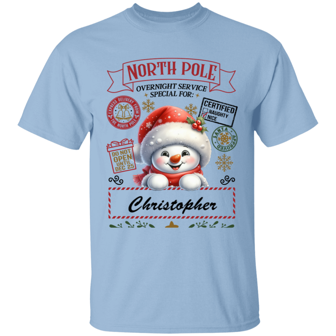 Personalized" North Pole Overnight Service" Youth and Infant T-Shirt