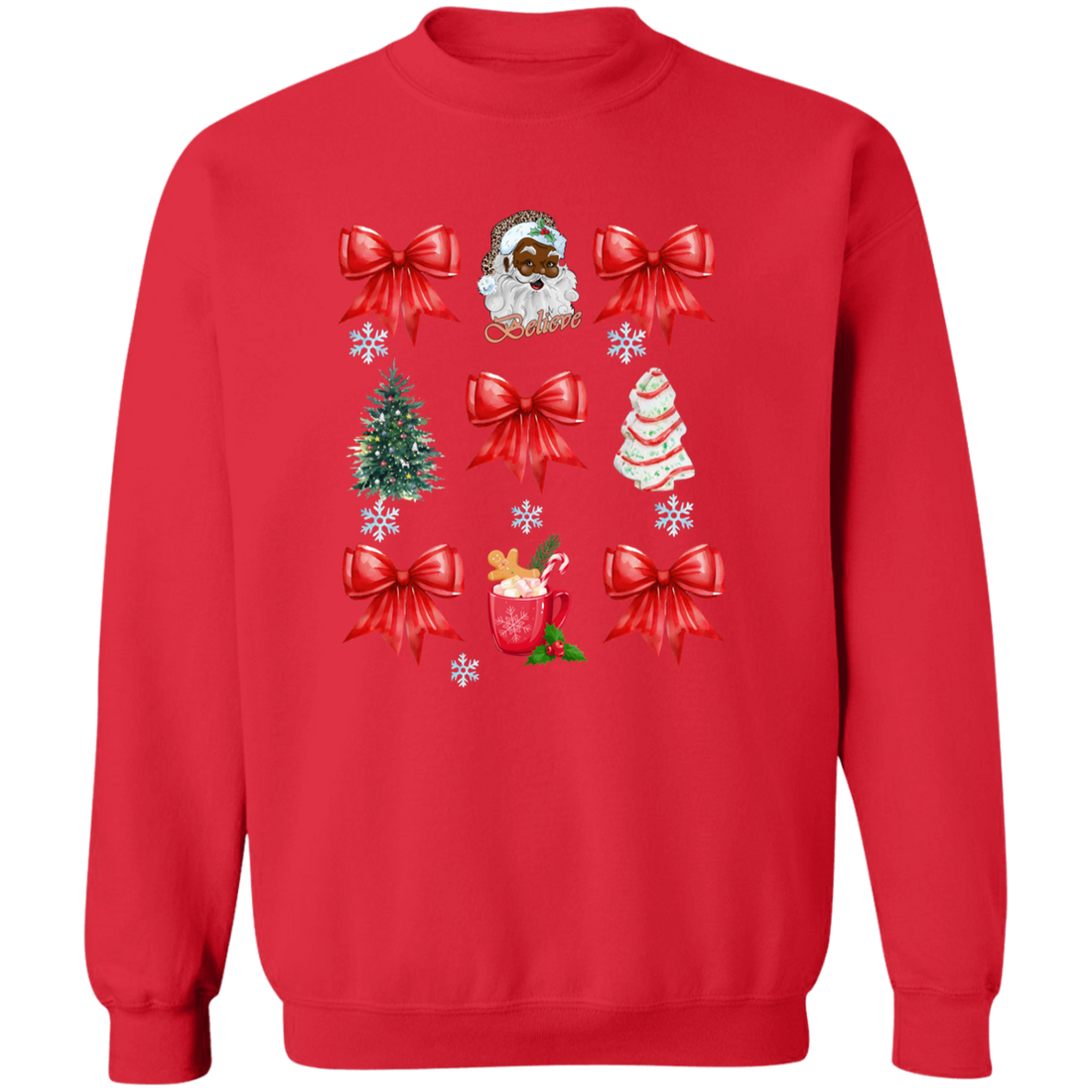 Coquette Bow Sweatshirt, Cute Red Ribbon Santa Sweatshirt!