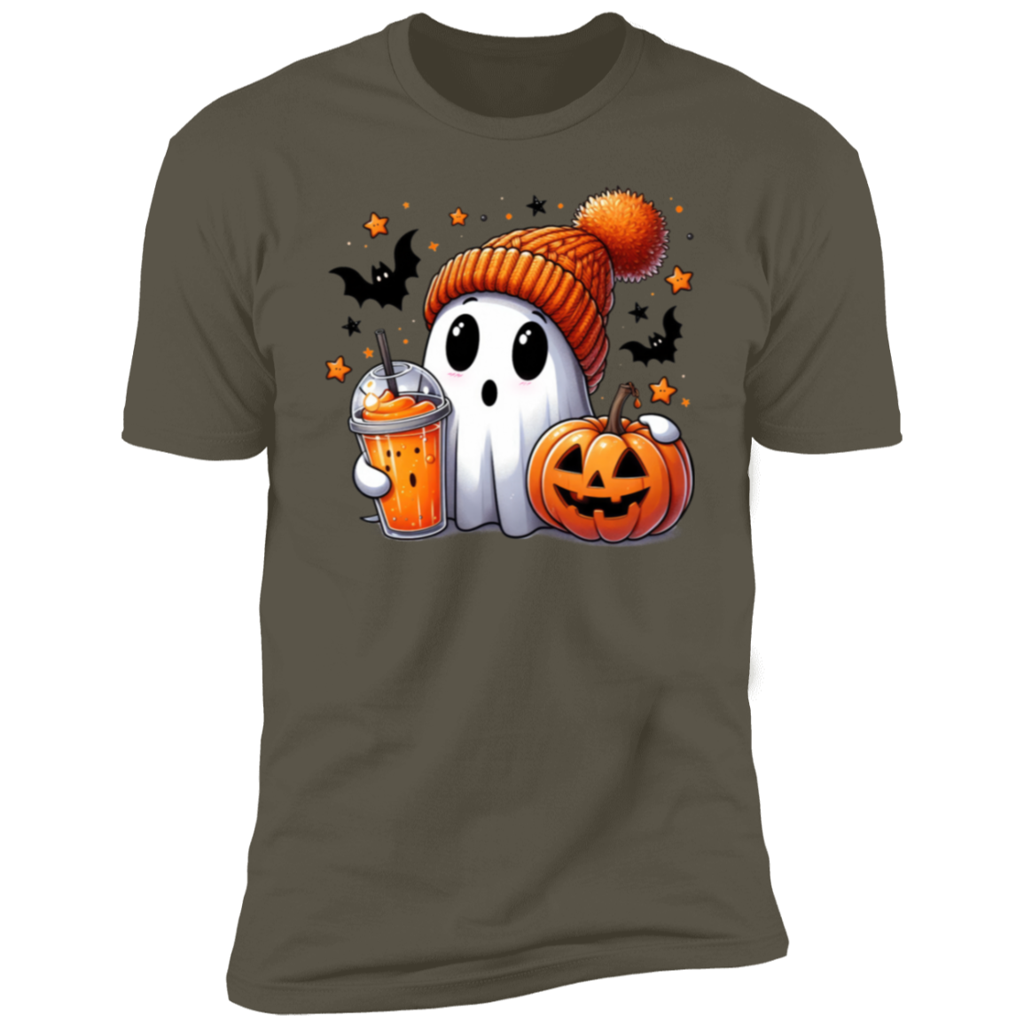 Halloween Cute Ghost and Pumpkin T-Shirt Short Sleeve