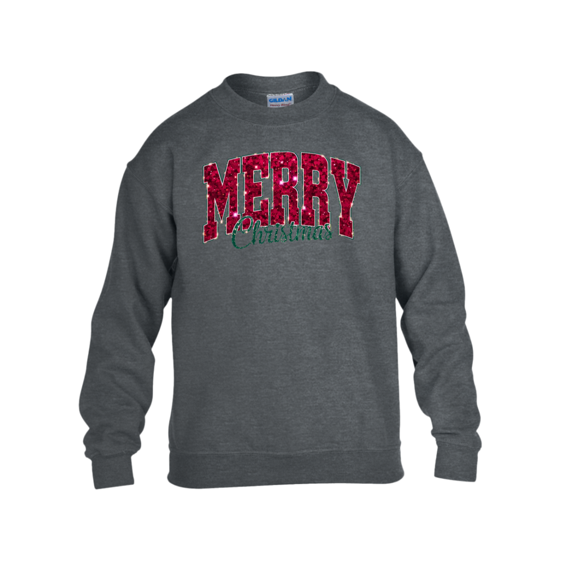 Merry Christmas Faux Glitter Sweatshirt | Cute Winter Shirt