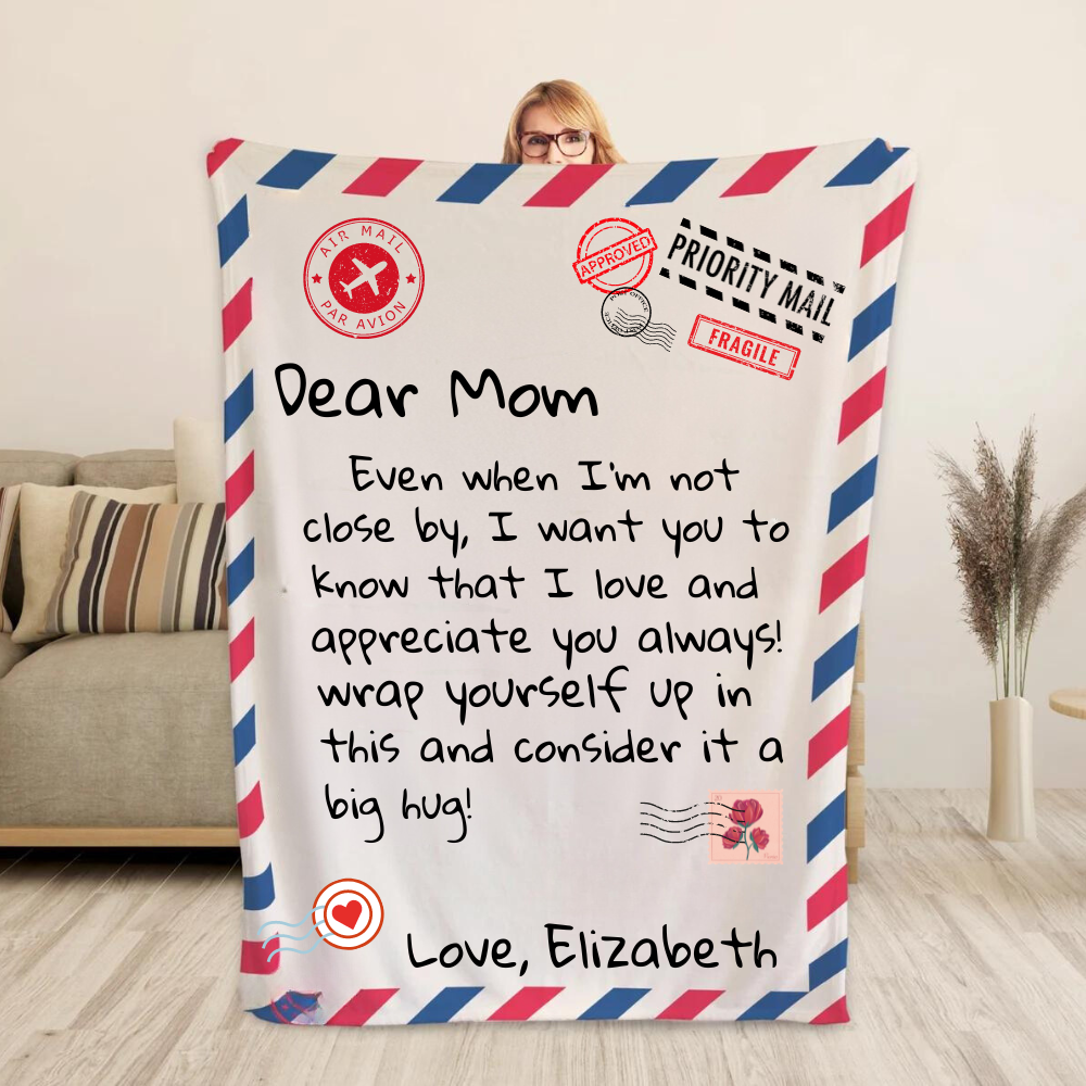 Personalize "Dear Mom Letter" Plush Fleece Blanket - 50x60