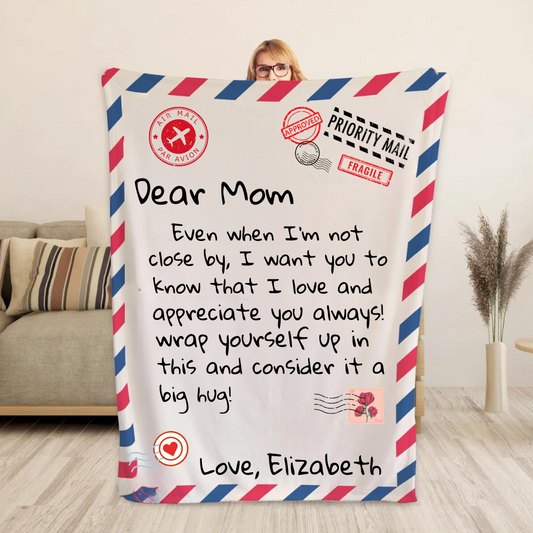 Personalize "Dear Mom Letter" Plush Fleece Blanket - 50x60