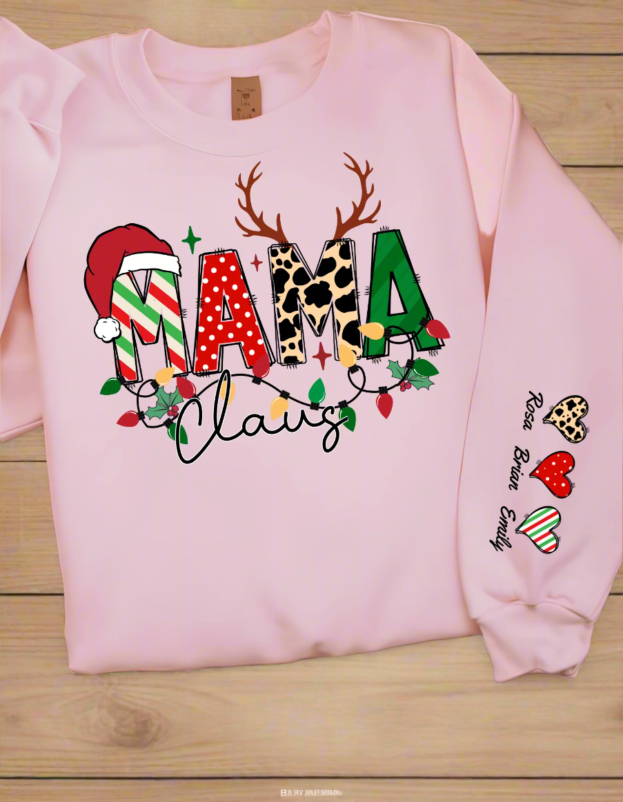 Personalized MAMA Claus Christmas Sweatshirt with kid's names | Gifts | Holiday