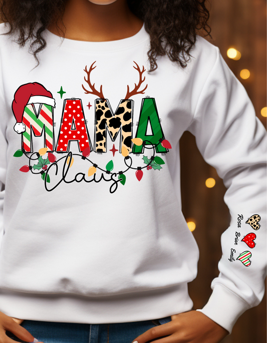 Personalized MAMA Claus Christmas Sweatshirt with kid's names | Gifts | Holiday