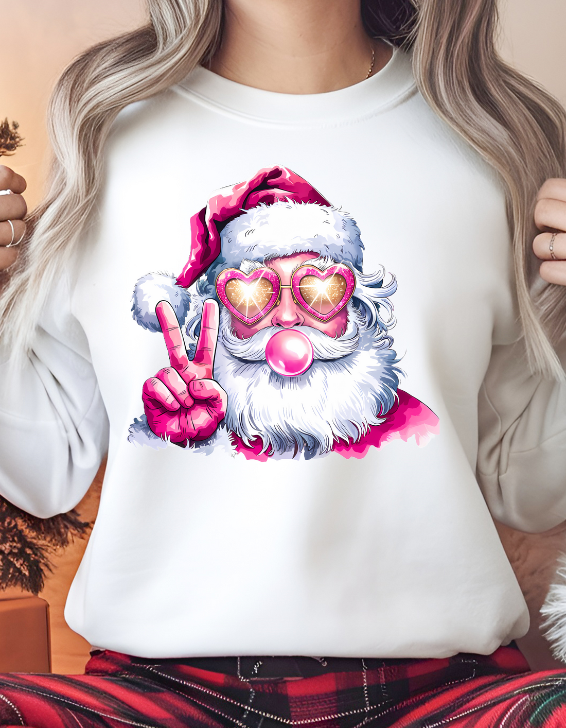 Santa Shirt, Christmas Sweatshirt/LS Tee, Blowing Bubble Christmas Shirts