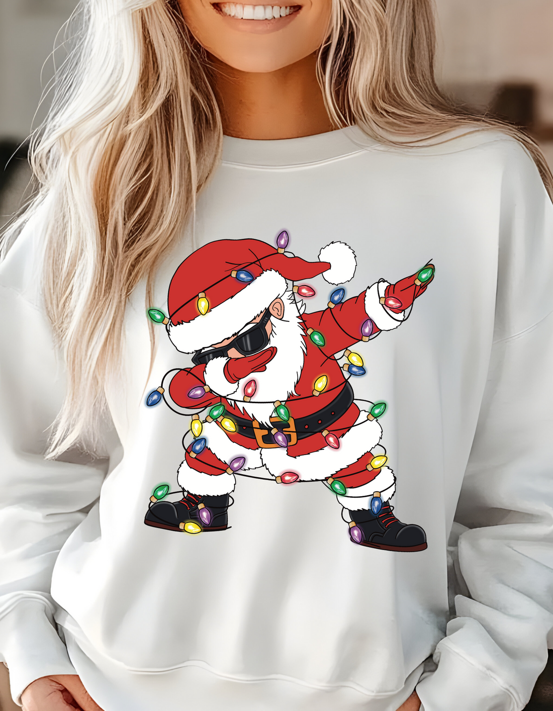 Funny Dabbing Santa Christmas Crewneck – Ugly Sweater Party Favorite Dabbing Christmas Santa!