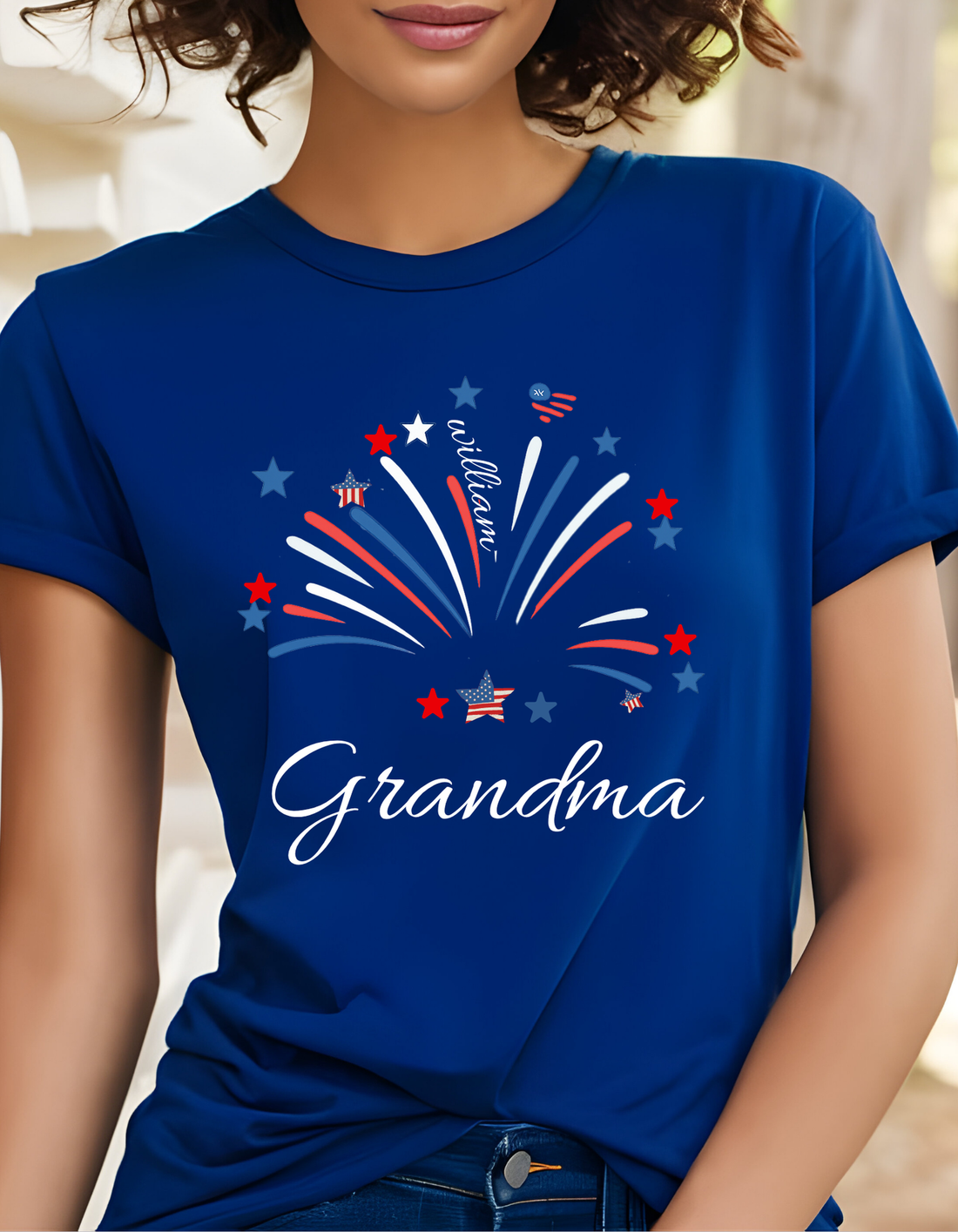 4th of July Grandma, Mom, Grandpa T Shirt, Custom Patriotic Grandma Shirt with Kids names