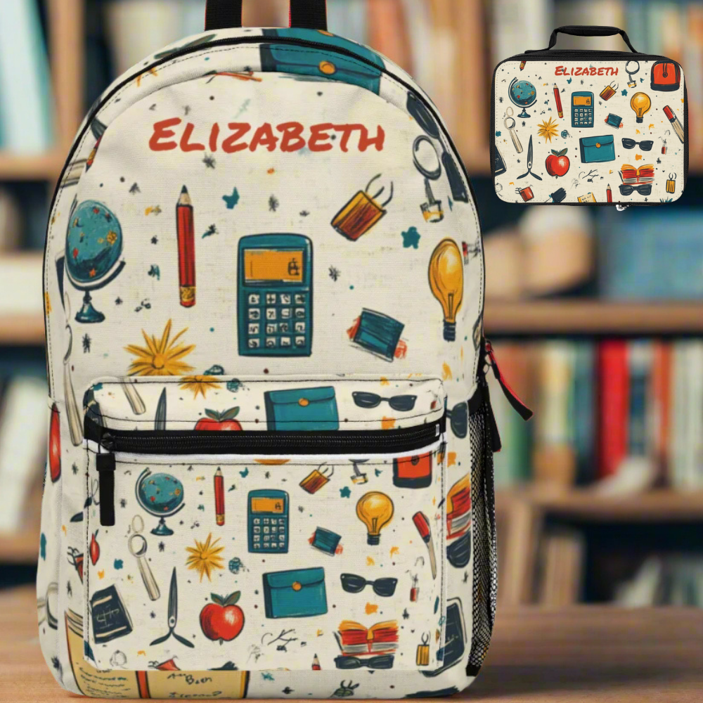 Personalized Back to School Kids playful collage | Lunch Bag