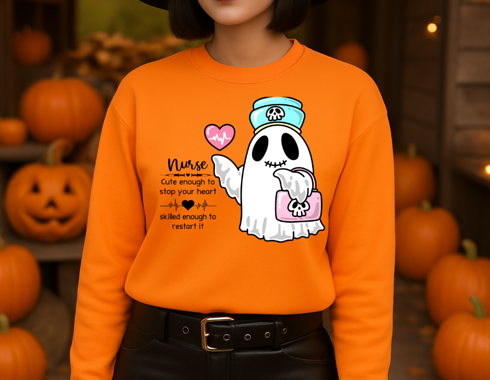Cute Nurse Ghost Sweatshirt - Fun Halloween Apparel