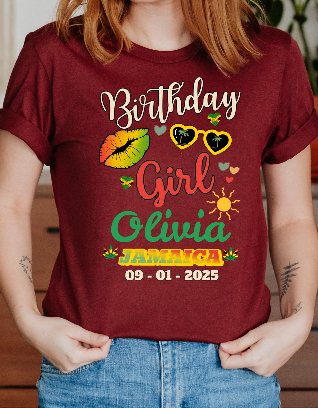Custom Birthday Girl Jamaica T-Shirt