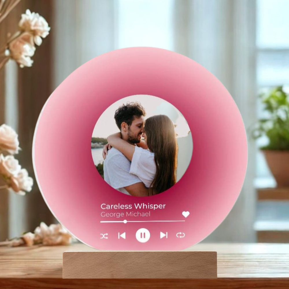 Personalized Acrylic Vinyl Record with Photo and Song Plaque