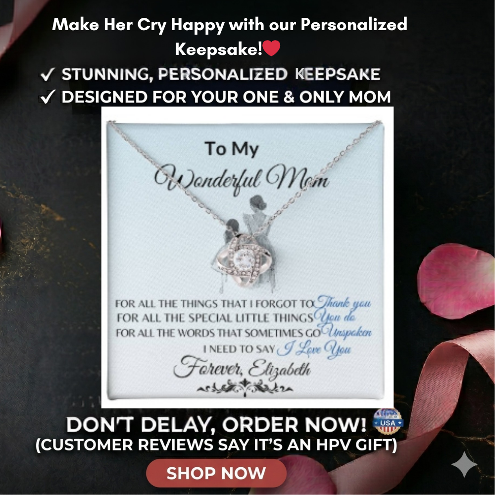 To My Wonderful Mom Necklace – Love Knot Message Card Gift | Elegant Crystal Pendant for Mother’s Day, Birthday or Just Because