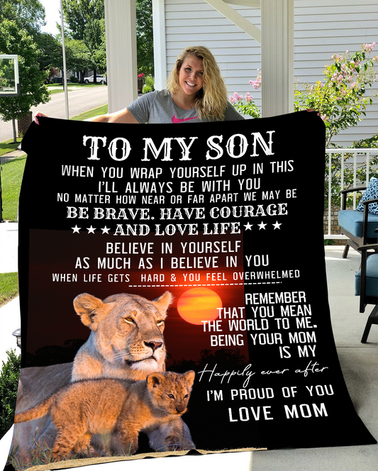 To My Son "Be Brave" Fleece/Sherpa Cozy Blanket!