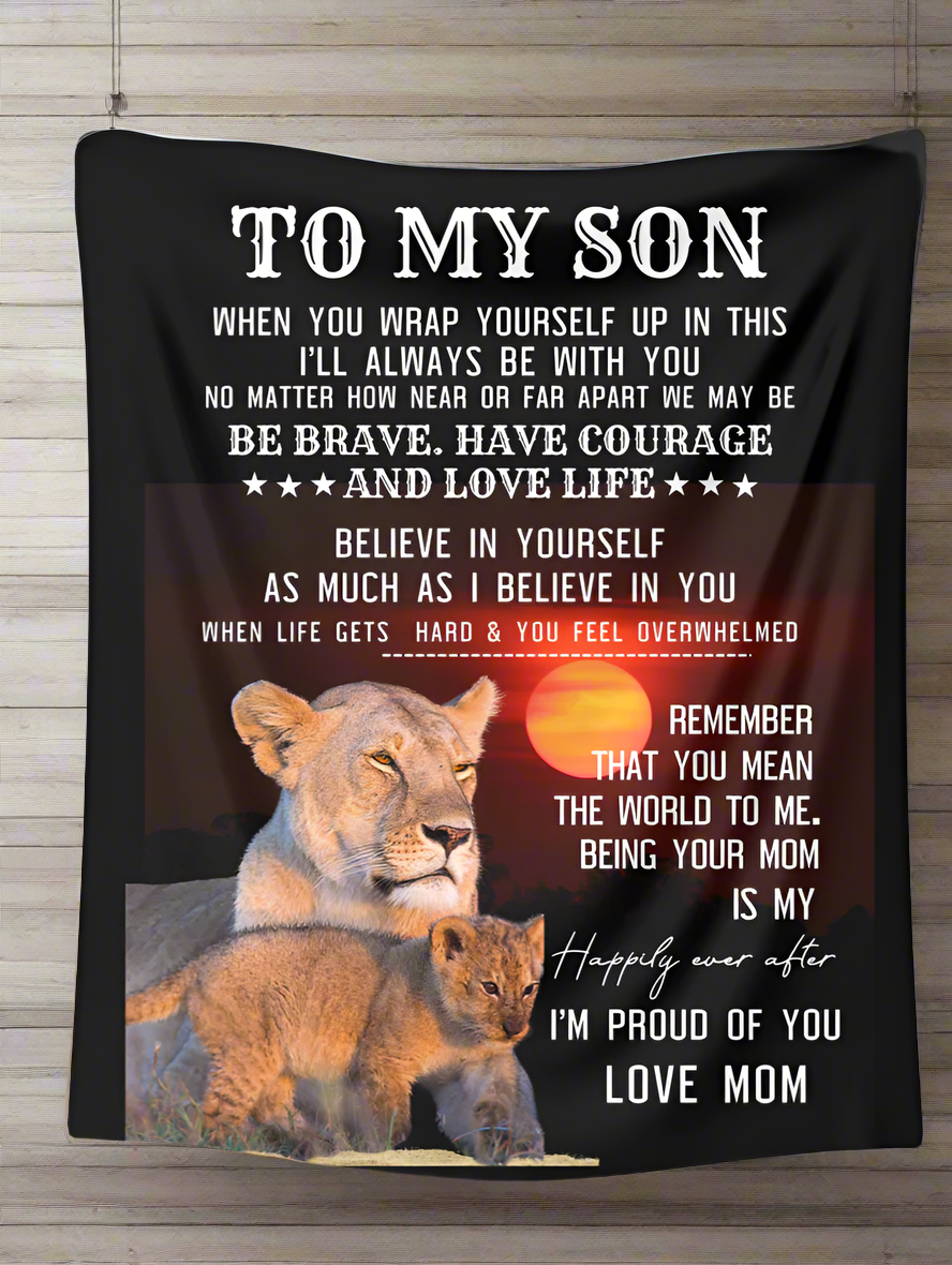 To My Son "Be Brave" Fleece/Sherpa Cozy Blanket!