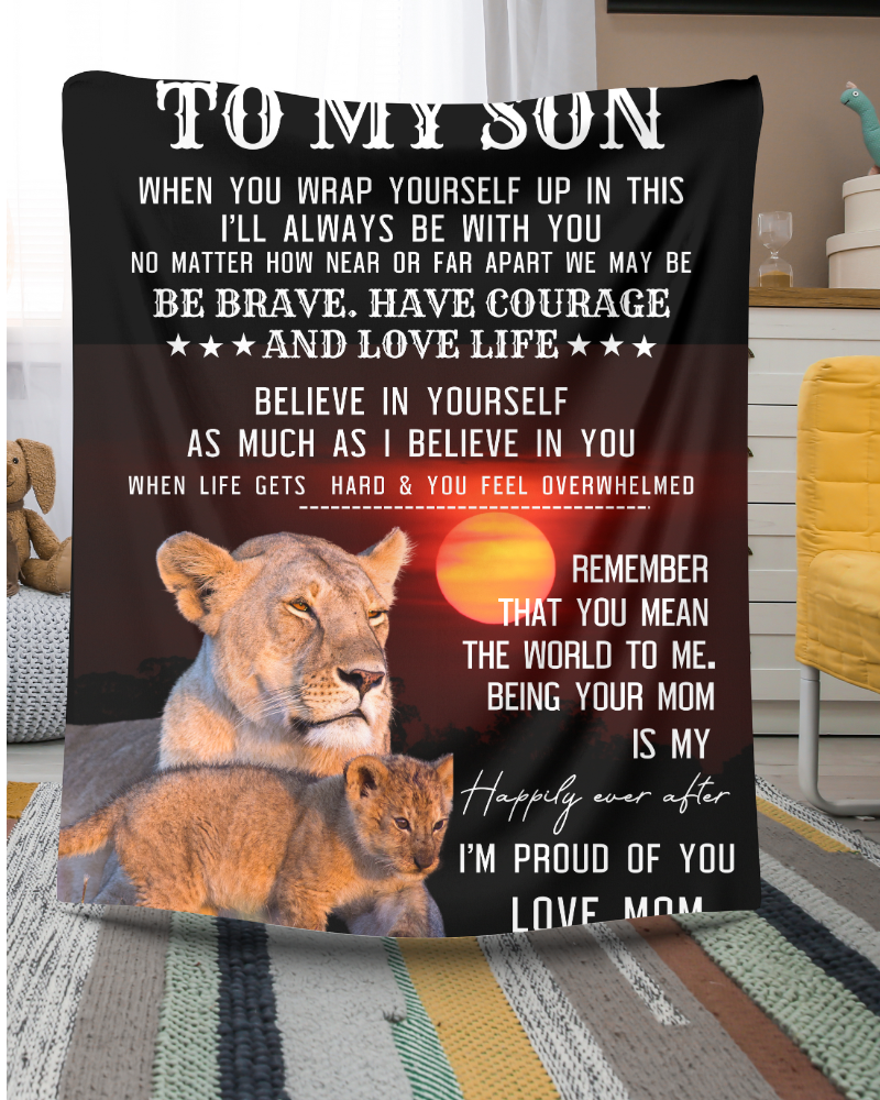 To My Son "Be Brave" Fleece/Sherpa Cozy Blanket!