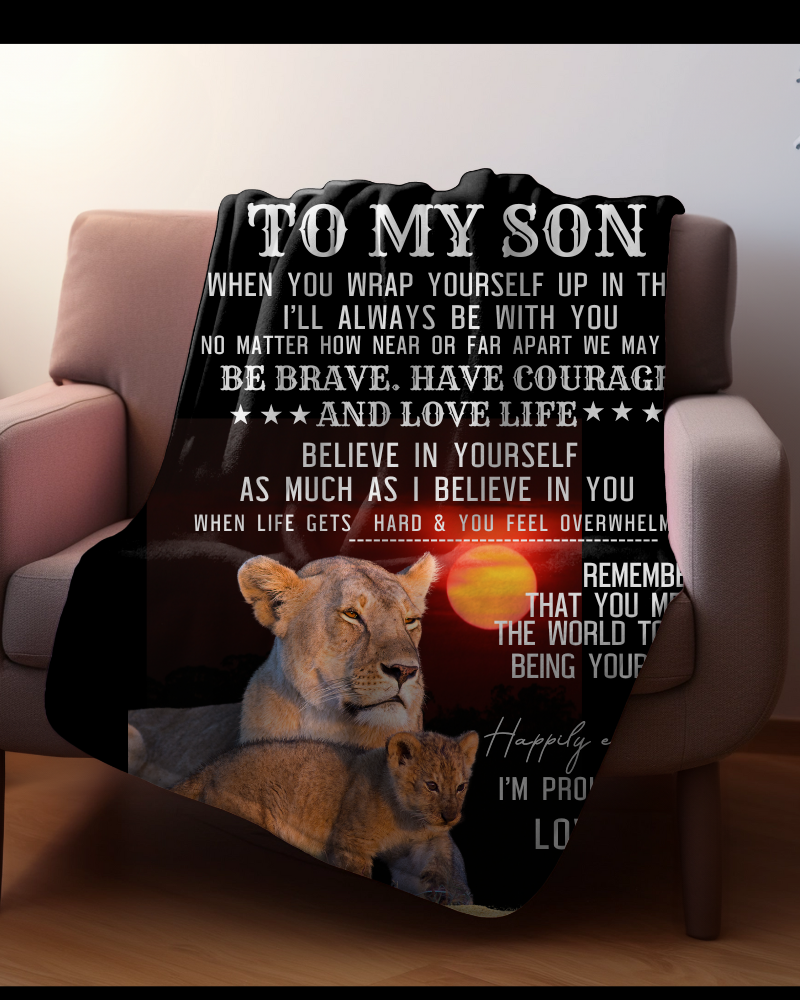 To My Son "Be Brave" Fleece/Sherpa Cozy Blanket!