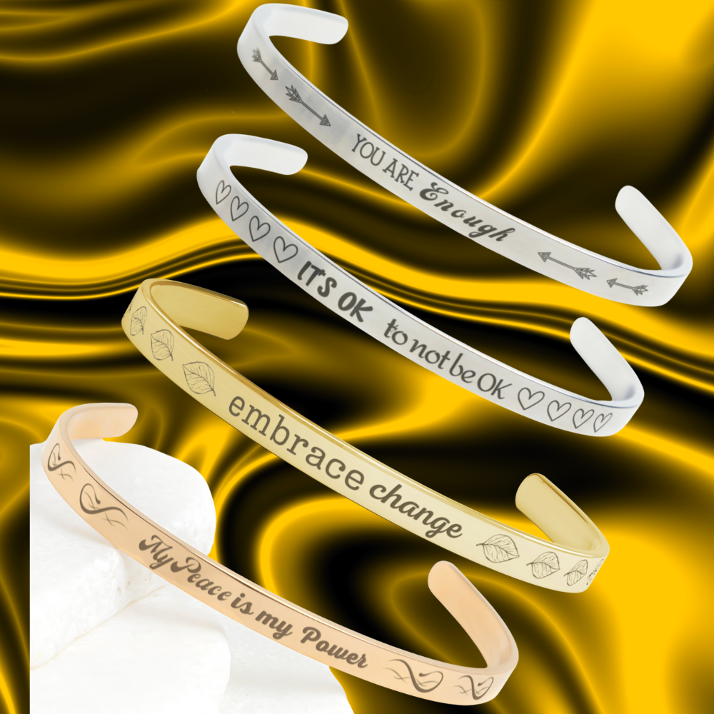 Stylish Adjustable Affirmation Design Cuff Bracelets | Birthdays | Anniversary | Empowerment!