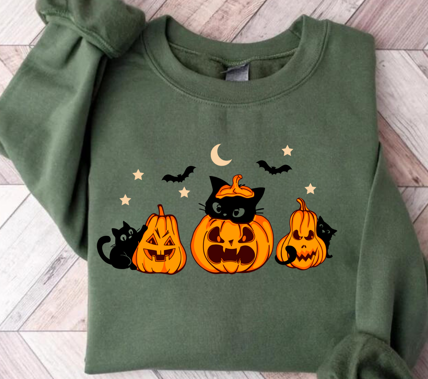 Halloween | Pumpkin | Black Cat Season Crewneck Pullover Sweatshirt