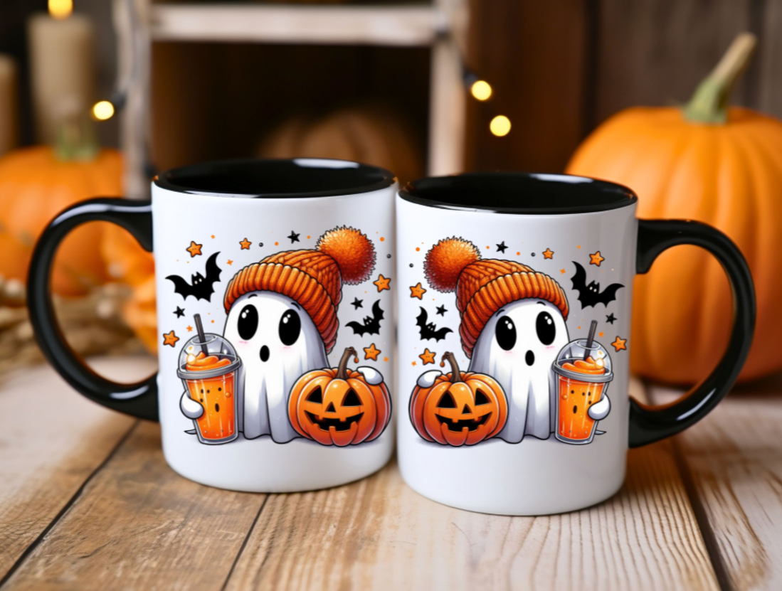 Halloween Ghost Coffee Mug, Halloween Housewarming Gift, Cute Spooky Ghost Halloween Mug,15oz Accent Mug