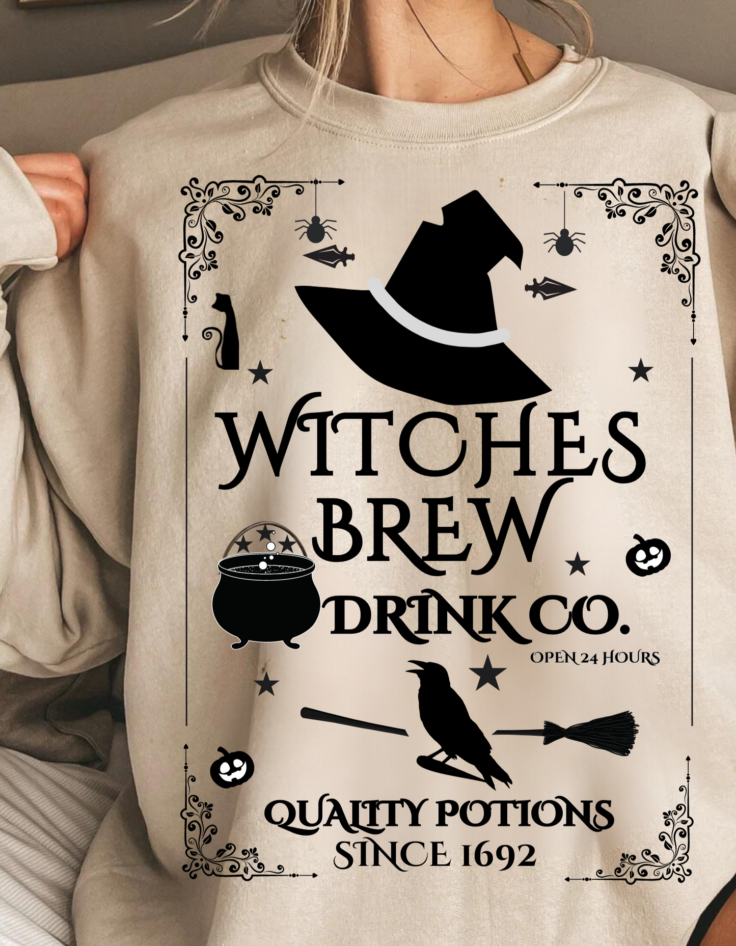 Halloween Witches Brew Drink Co. Pullover Sweatshirt and T-Shirt!