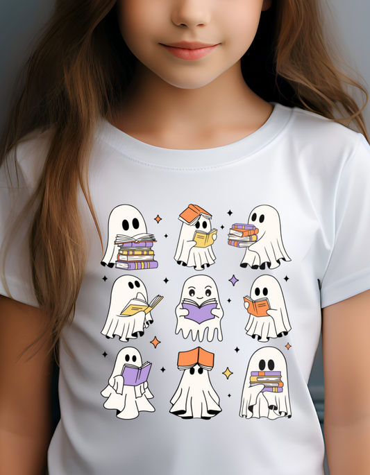 Retro Reading Ghost Youth T-Shirt, Gift For Halloween!