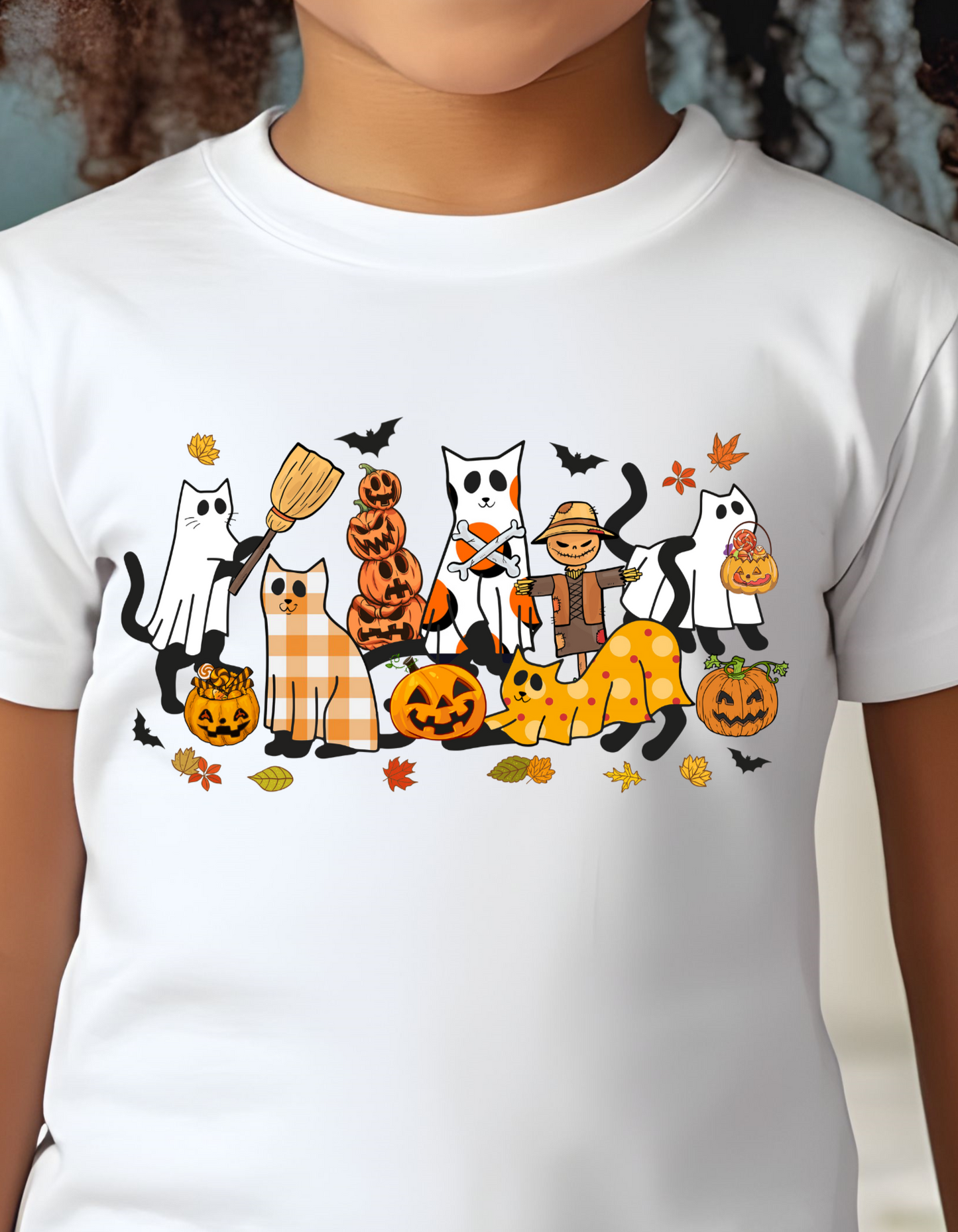 Halloween Ghost, Black Cats and Pumpkins Youth T-Shirts