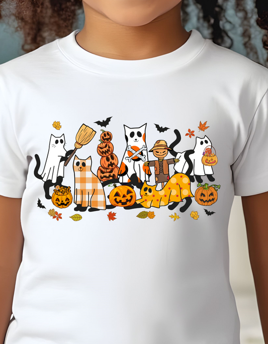 Halloween Ghost, Black Cats and Pumpkins Youth T-Shirts