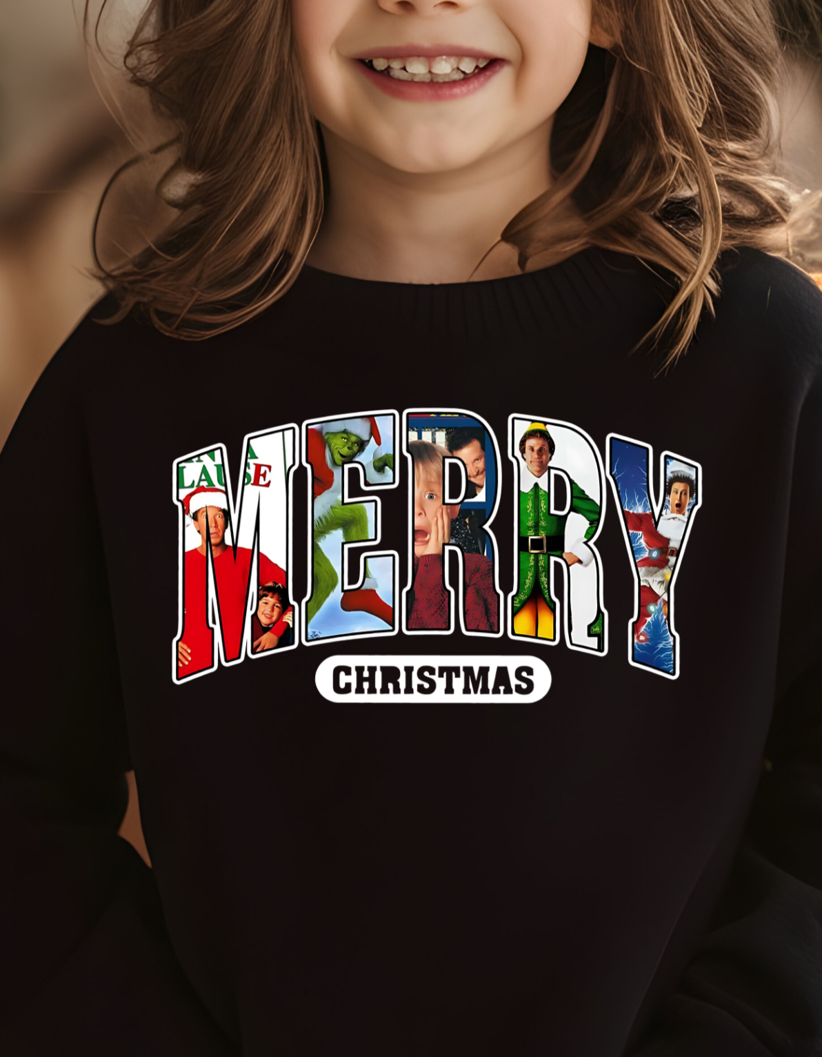 Merry Christmas 90s Movies Crewneck Youth LS T-Shirt!