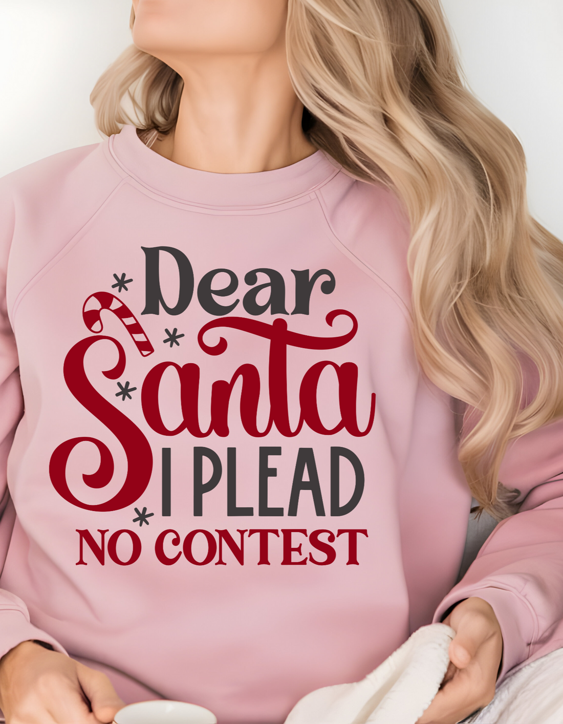 Funny Christmas "Plead No Contest" Crewneck Pullover Sweatshirt
