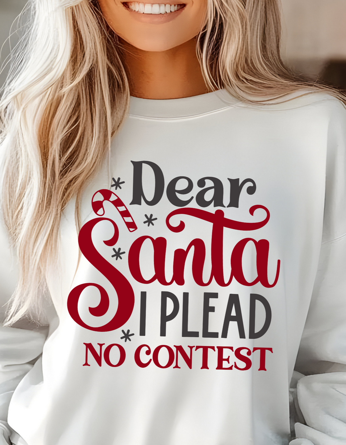 Funny Christmas "Plead No Contest" Crewneck Pullover Sweatshirt