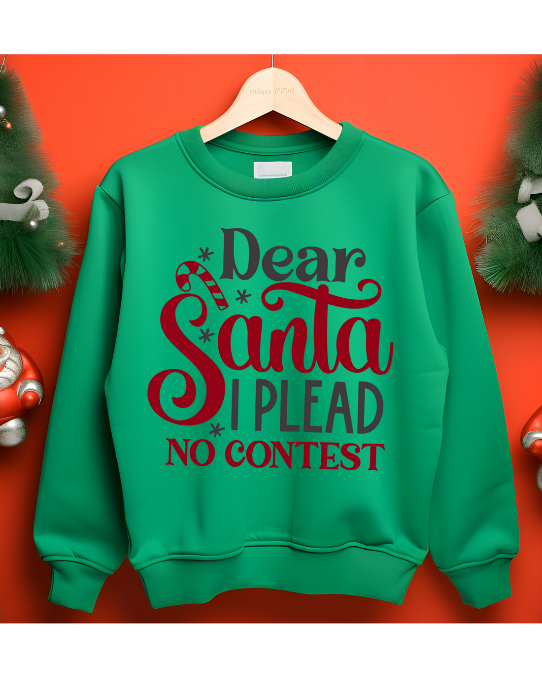 Funny Christmas "Plead No Contest" Crewneck Pullover Sweatshirt