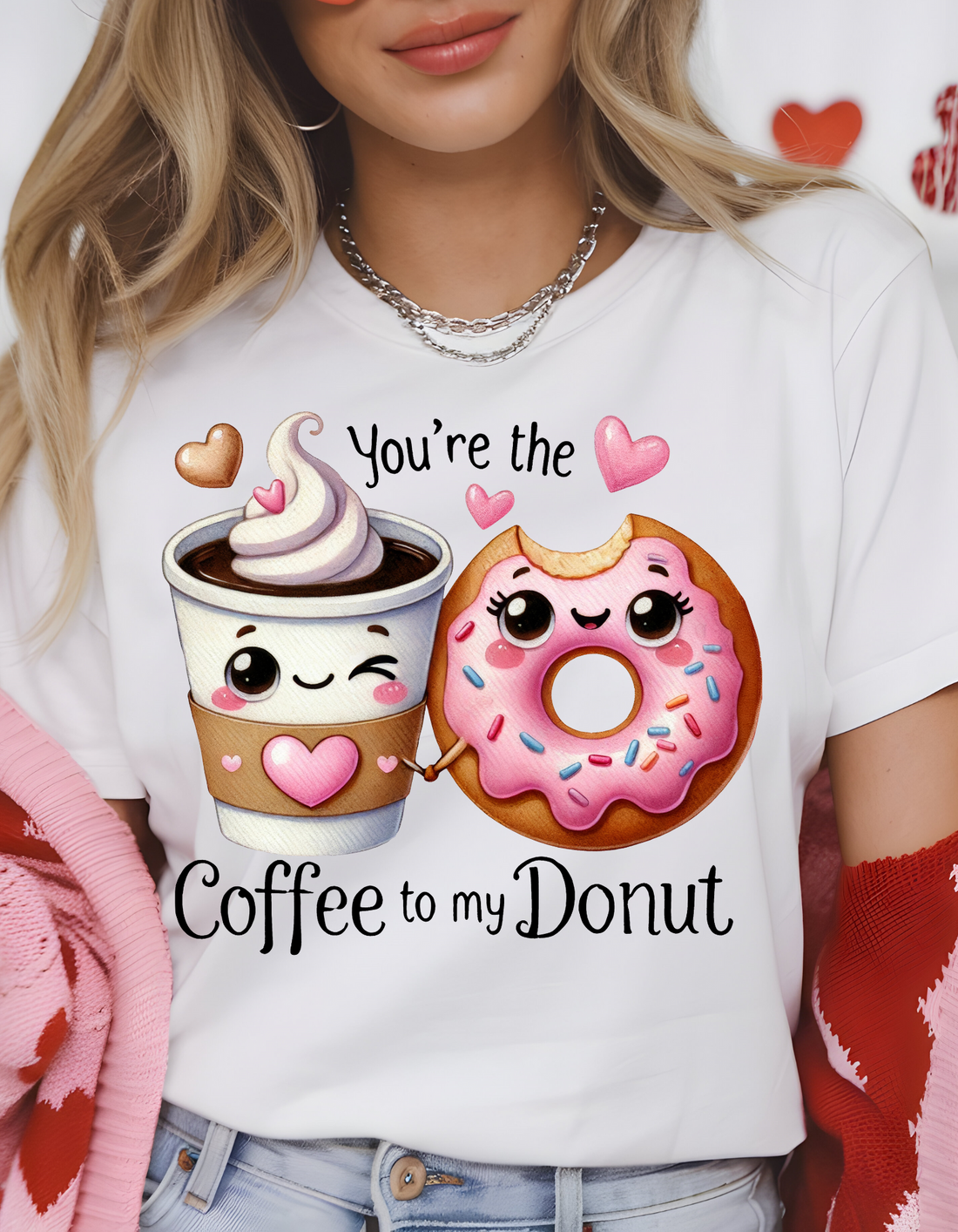 Funny Valentine "Coffee to my Donut" S/L T-Shirt