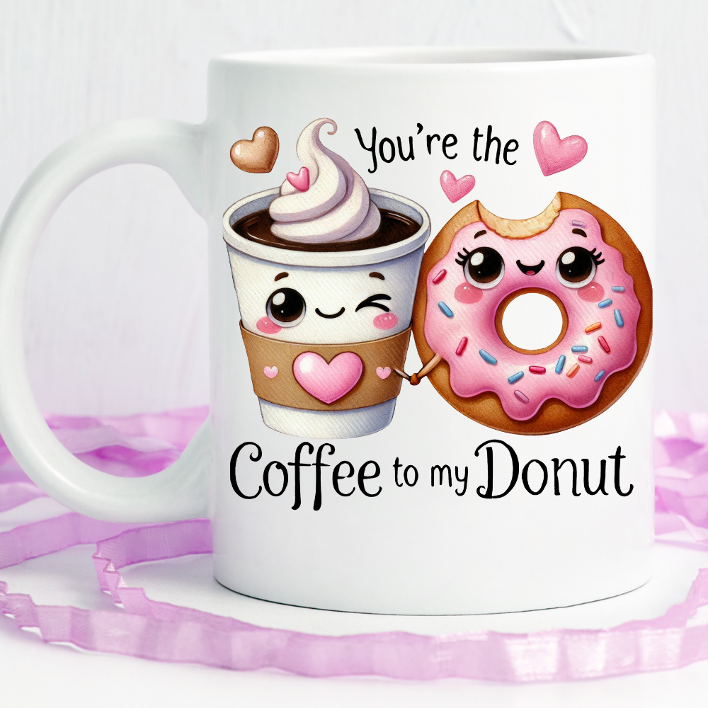 Valentine Gift "Coffee to my Donut" 11oz White Mug!