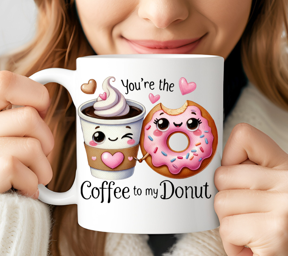 Valentine Gift "Coffee to my Donut" 11oz White Mug!