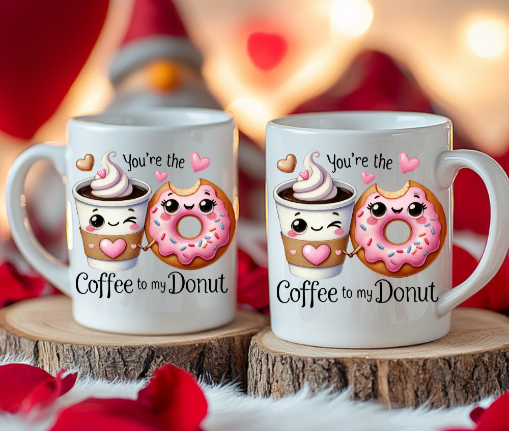 Valentine Gift "Coffee to my Donut" 11oz White Mug!