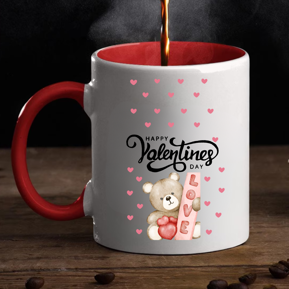 Happy Valentine "Bear Love" Cute Hearts Mugs!