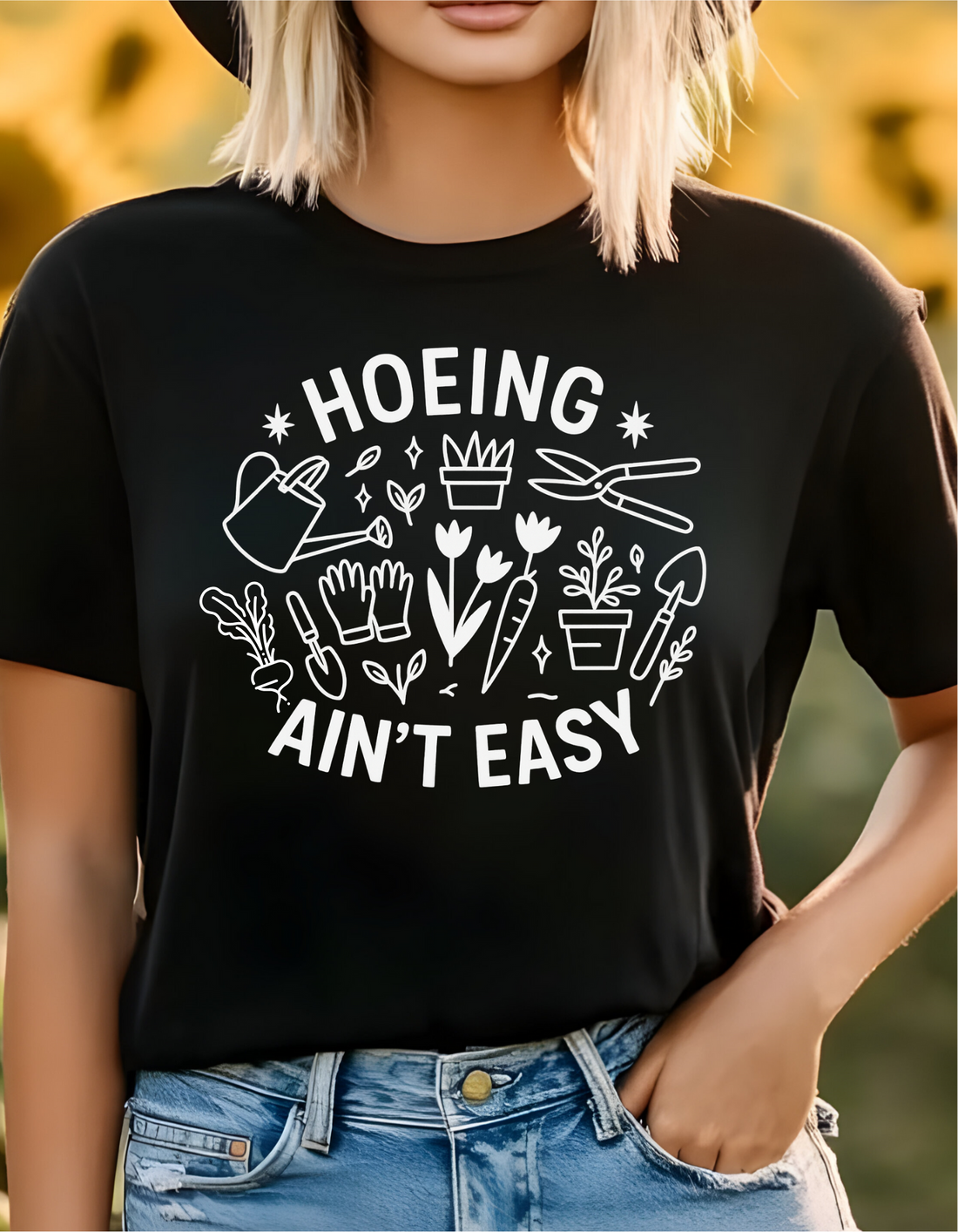 Funny Gardener T Shirt, Plant Lover Shirt, Farmer T Shirt, Hoeing Ain't Easy Shirt!