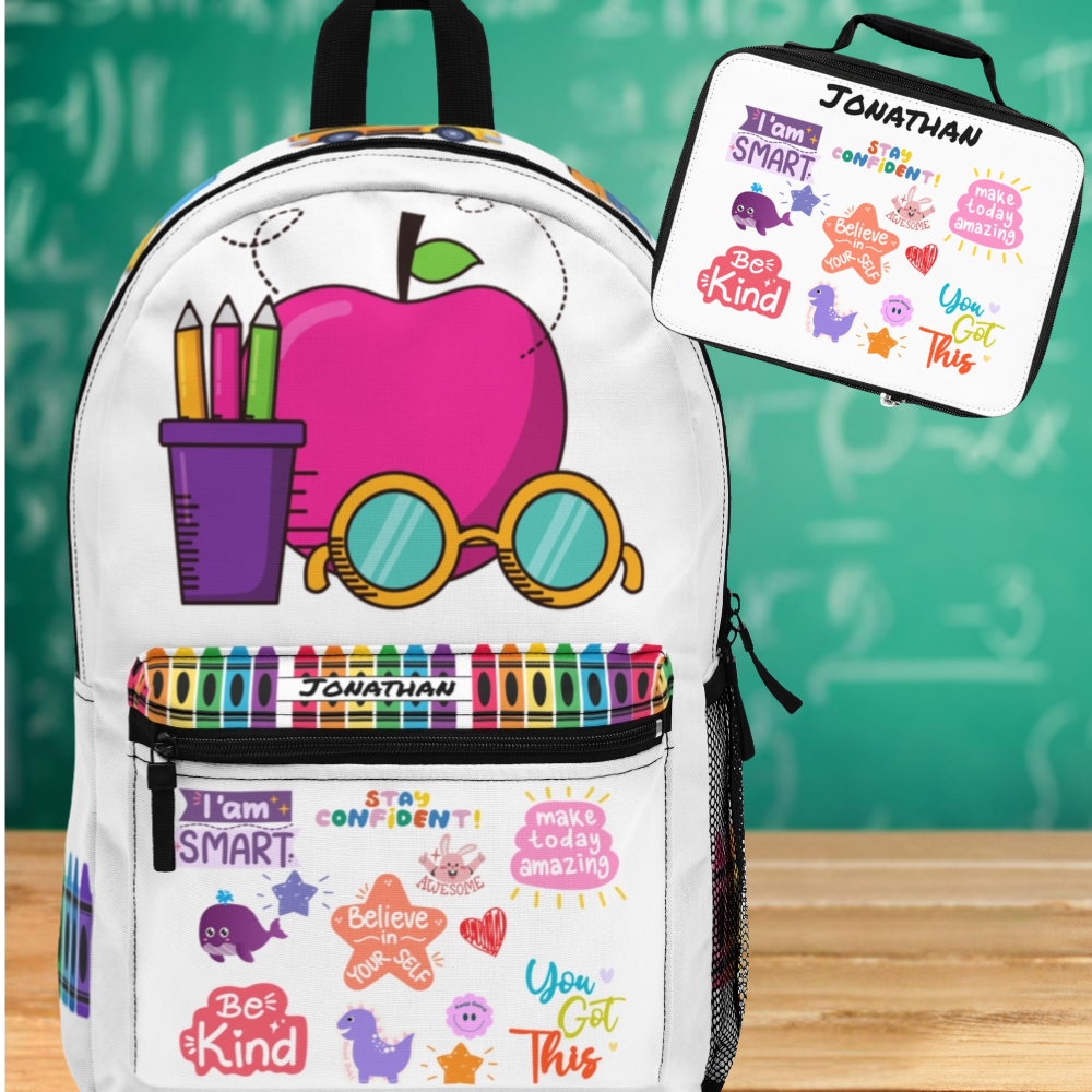 Personalized Kids School Apple for the Teacher Backpack | Lunch Bag