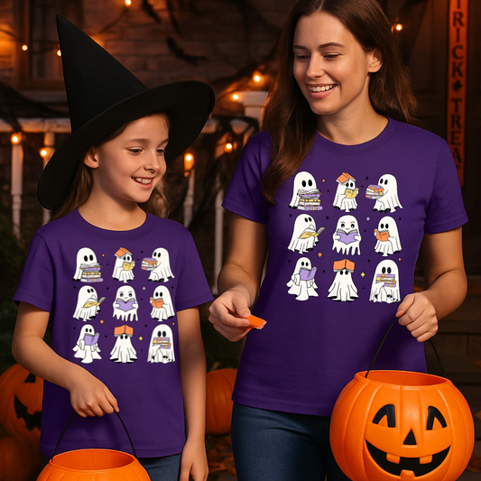 Retro Reading Ghost Youth T-Shirt, Gift For Halloween!
