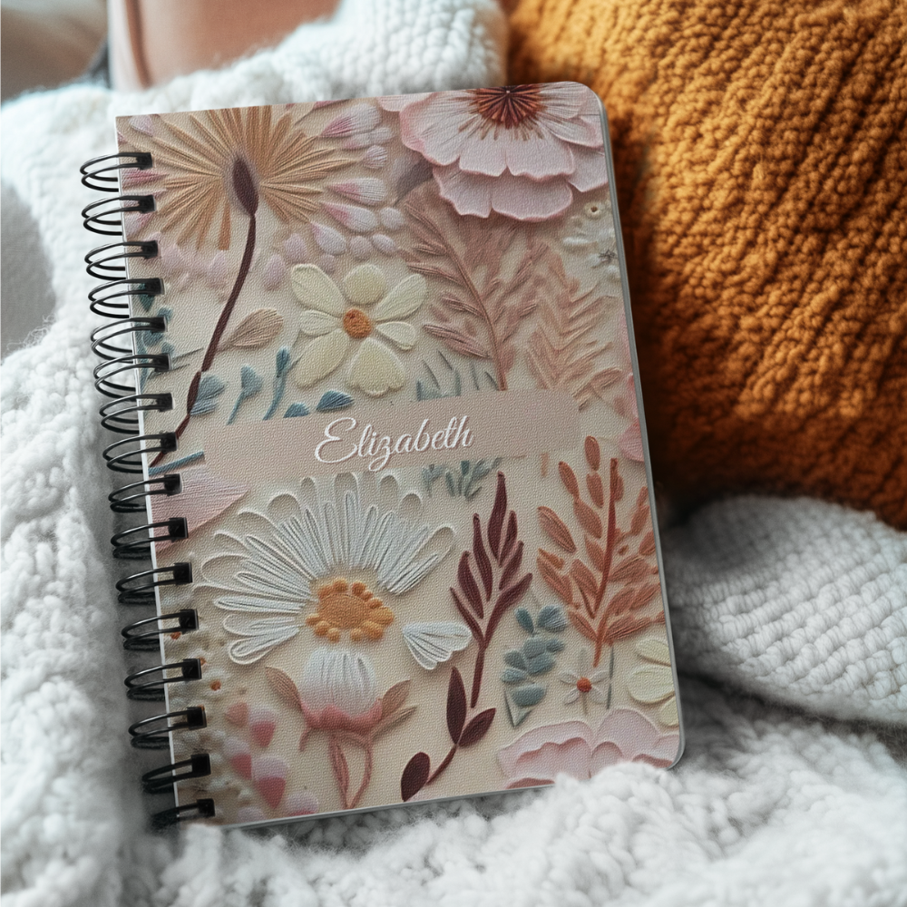 Floral Spiral Notebook with Personalized Cover