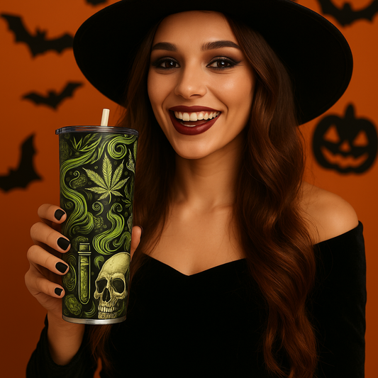 Skull & Leaf Design Stainless Steel Tumbler - 20oz