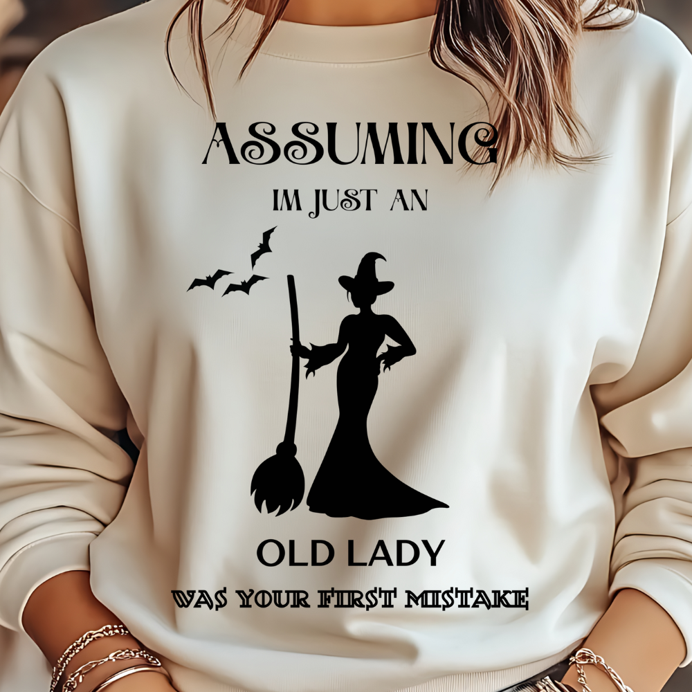 Funny Witch-Themed Graphic "Your First Mistake" Sweatshirt