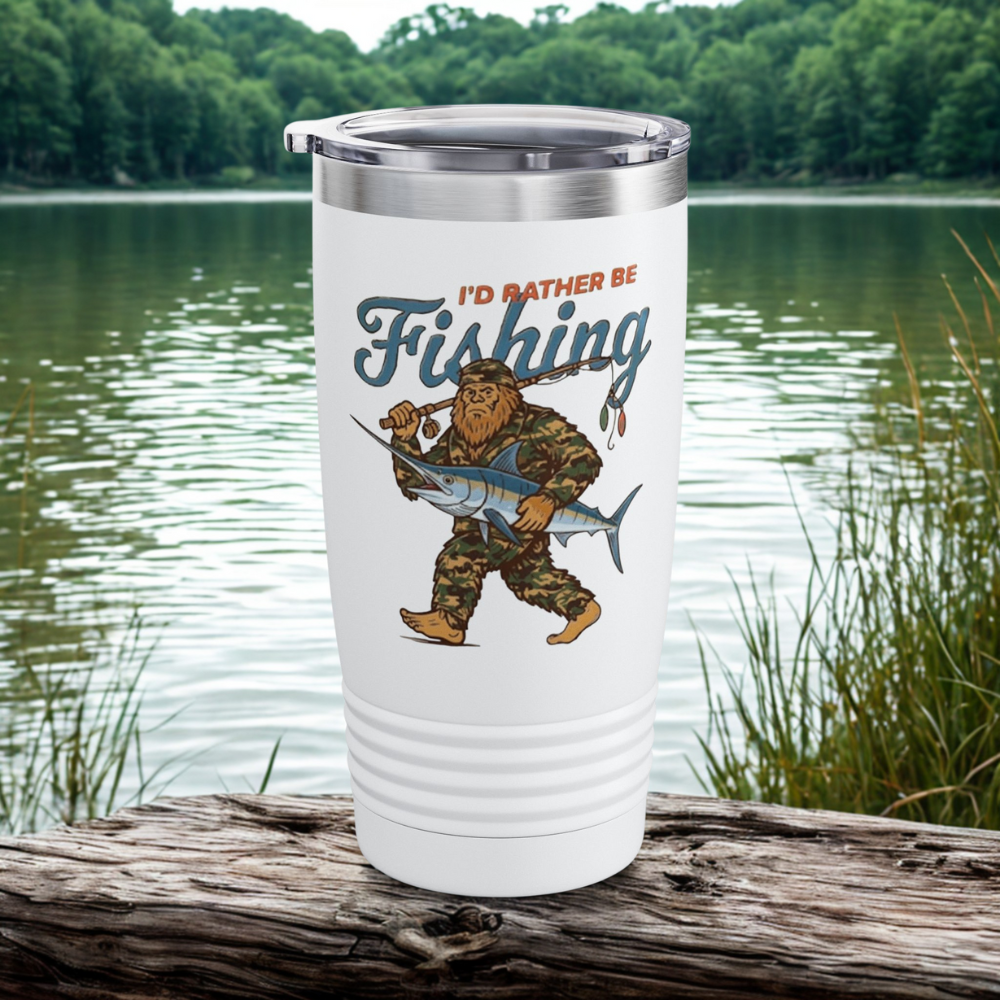 Fishing Tumbler — "I'd Rather Be Fishing" 20oz Insulated Travel Mug