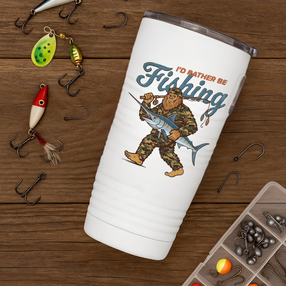 Fishing Tumbler — "I'd Rather Be Fishing" 20oz Insulated Travel Mug