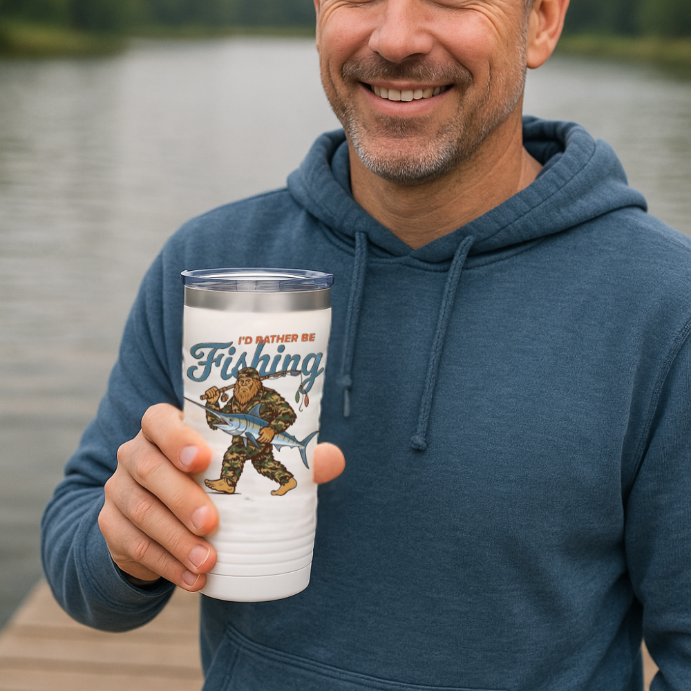 Fishing Tumbler — "I'd Rather Be Fishing" 20oz Insulated Travel Mug