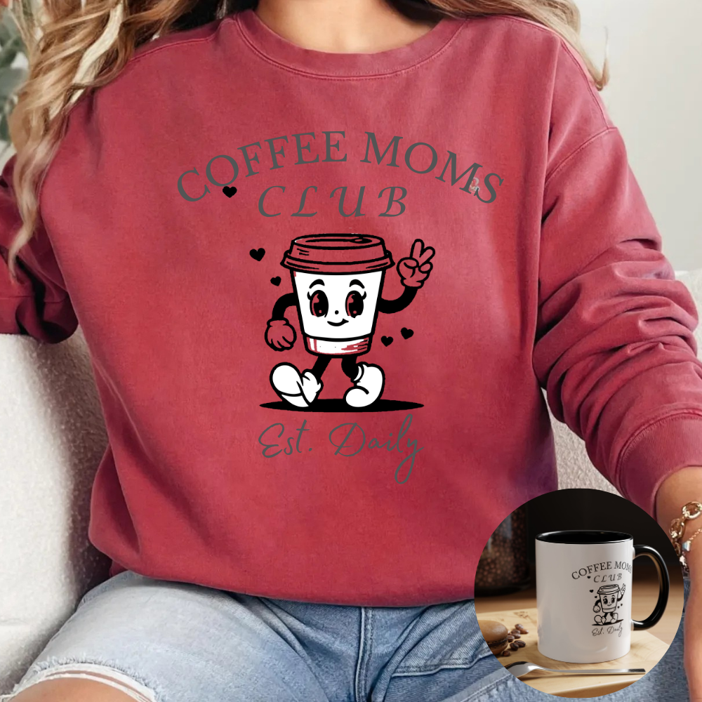 Comfort Colors Coffee Lovers Sweatshirt, Mom Gift Apparel, Quirky Coffee Club Sweatshirt, Comfy Mom Sweatshirt, Fun Casual Wear for Moms