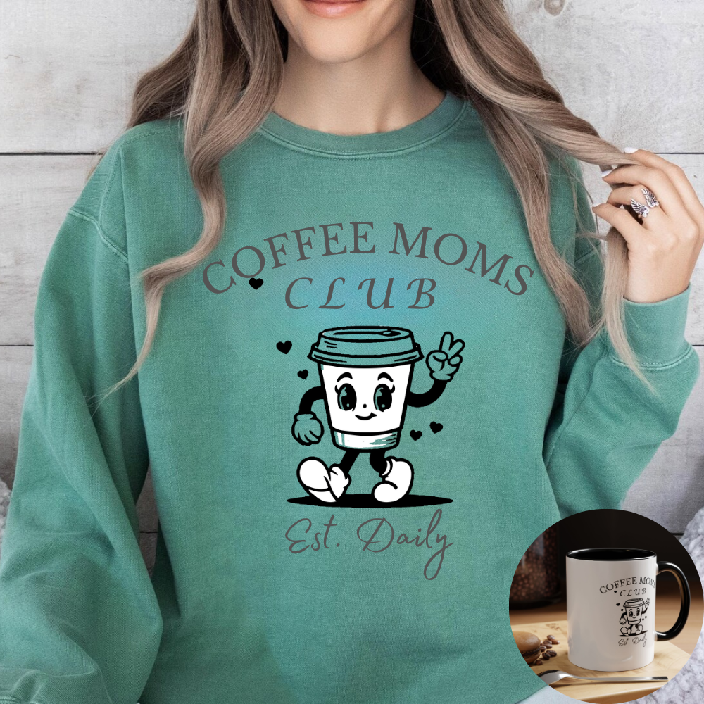Comfort Colors Coffee Lovers Sweatshirt, Mom Gift Apparel, Quirky Coffee Club Sweatshirt, Comfy Mom Sweatshirt, Fun Casual Wear for Moms